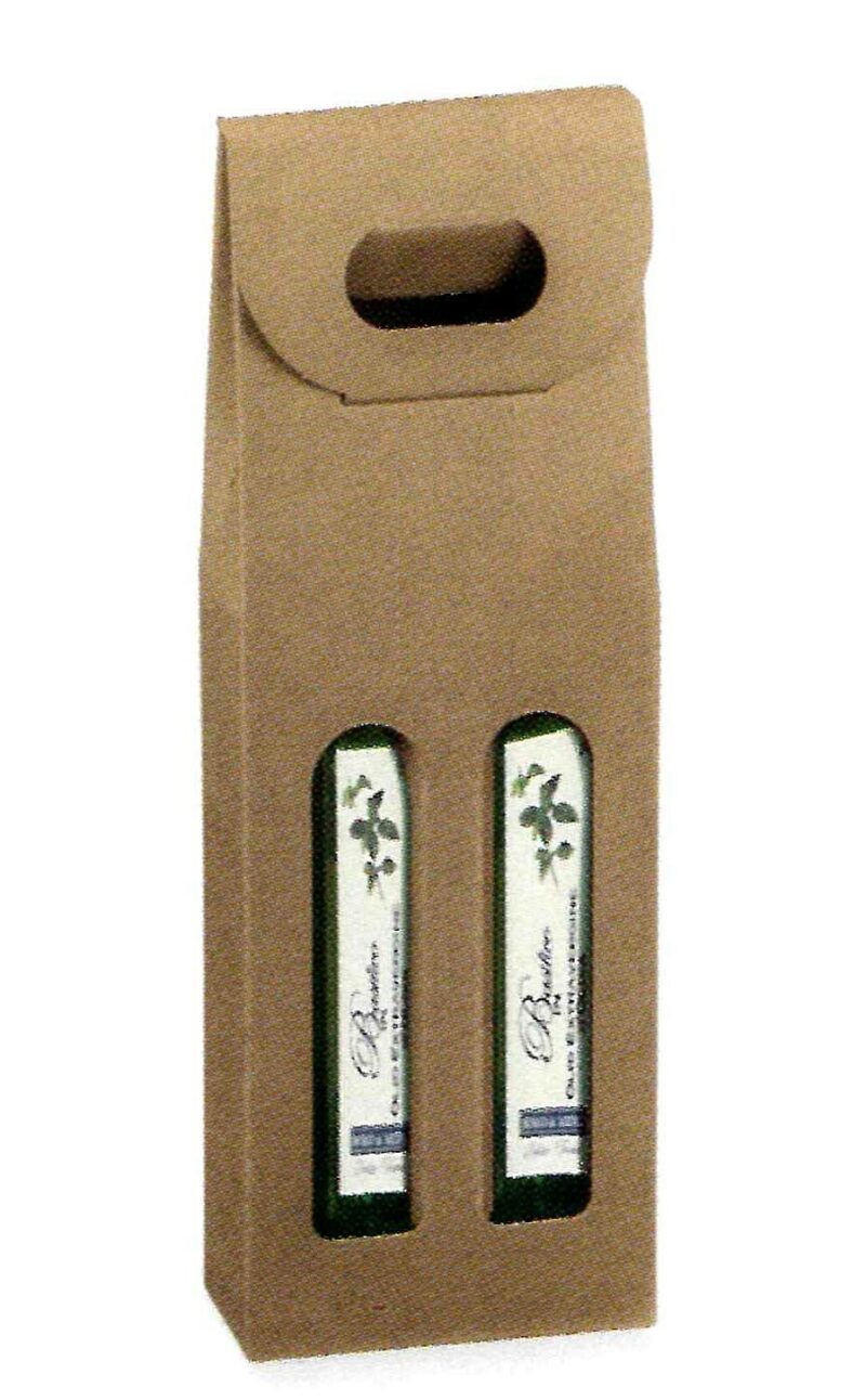 Casa della Carta - Scatola per due bottiglie di olio avana liscio art.35433