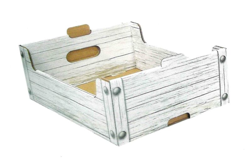 Casa della Carta - Cesta vintage wood bianco art.v012